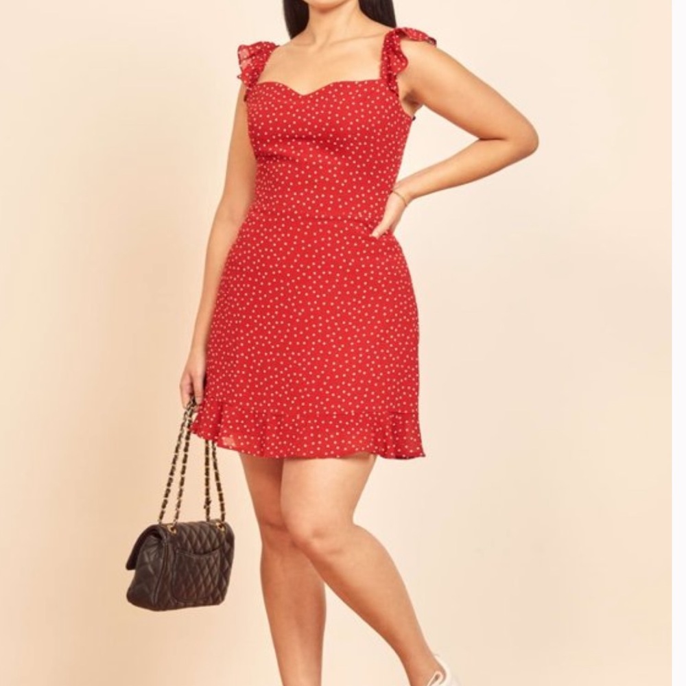 NWT Reformation Sz 12 Red Binx Mini Dress